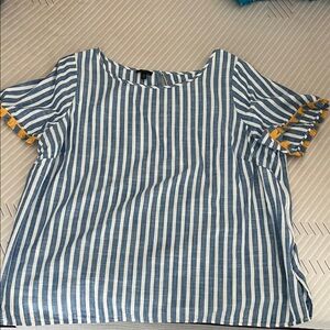 Talbots Blue and White Striped Top with Yellow Accents